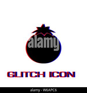 Tomato icon flat. Simple pictogram - Glitch effect. Vector illustration symbol Stock Vector