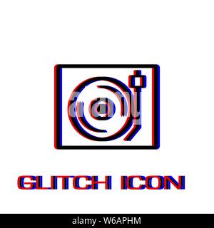 Retro music icon flat. Simple pictogram - Glitch effect. Vector illustration symbol Stock Vector