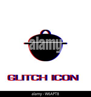 Pan icon flat. Simple pictogram - Glitch effect. Vector illustration symbol Stock Vector