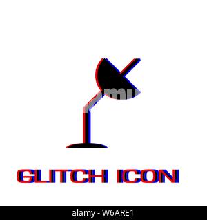 Satellite antenna icon flat. Simple pictogram - Glitch effect. Vector illustration symbol Stock Vector