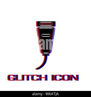 Pet shaving machine icon flat. Simple pictogram - Glitch effect. Vector illustration symbol Stock Vector