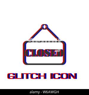 Closed plate icon flat. Simple pictogram - Glitch effect. Vector illustration symbol Stock Vector