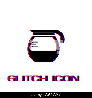 Coffee maker icon flat. Simple pictogram - Glitch effect. Vector illustration symbol Stock Vector