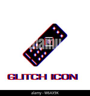 TV remote icon flat. Simple pictogram - Glitch effect. Vector illustration symbol Stock Vector