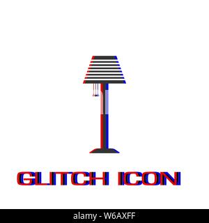 Floor lamp icon flat. Simple pictogram - Glitch effect. Vector illustration symbol Stock Vector
