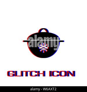 Pan icon flat. Simple pictogram - Glitch effect. Vector illustration symbol Stock Vector