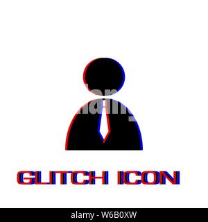 Boss icon flat. Simple pictogram - Glitch effect. Vector illustration symbol Stock Vector