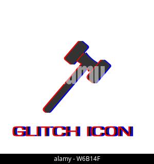 Mallet icon flat. Simple pictogram - Glitch effect. Vector illustration symbol Stock Vector