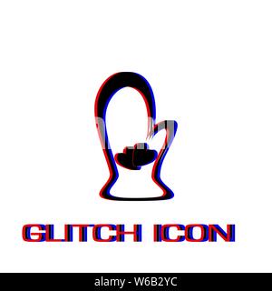 Potholder icon flat. Simple pictogram - Glitch effect. Vector illustration symbol Stock Vector