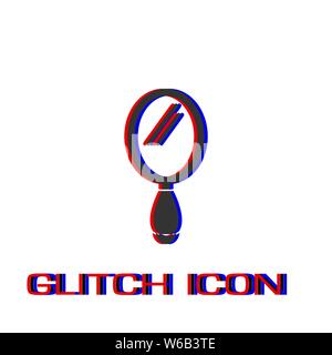 Hand Mirror icon flat. Simple pictogram - Glitch effect. Vector illustration symbol Stock Vector