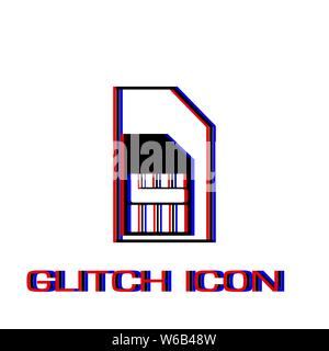 Sim card icon flat. Simple pictogram - Glitch effect. Vector illustration symbol Stock Vector