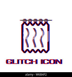Shower Curtains icon flat. Simple pictogram - Glitch effect. Vector illustration symbol Stock Vector