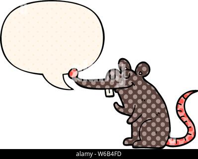 cartoon rat with speech bubble in comic book style Stock Vector