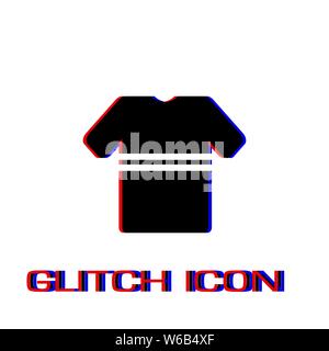 Tshirt with stripes icon flat. Simple pictogram - Glitch effect. Vector illustration symbol Stock Vector