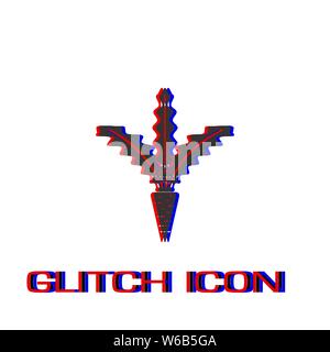 Carrot icon flat. Simple pictogram - Glitch effect. Vector illustration symbol Stock Vector