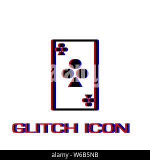 Playing cards icon flat. Simple pictogram - Glitch effect. Vector illustration symbol Stock Vector
