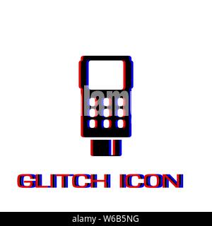 Credit card terminal icon flat. Simple pictogram - Glitch effect. Vector illustration symbol Stock Vector