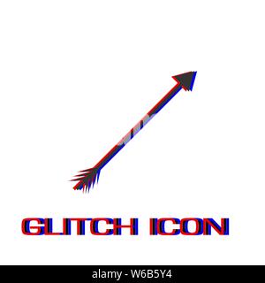 Arrow icon flat. Simple pictogram - Glitch effect. Vector illustration symbol Stock Vector