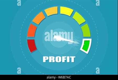 Vector of a profit meter. Financial success concept Stock Vector