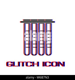 Tubes icon flat. Simple pictogram - Glitch effect. Vector illustration symbol Stock Vector