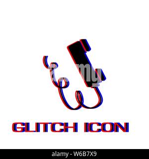 Phone icon flat. Simple pictogram - Glitch effect. Vector illustration symbol Stock Vector