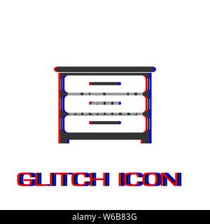 Furniture icon flat. Simple pictogram - Glitch effect. Vector illustration symbol Stock Vector