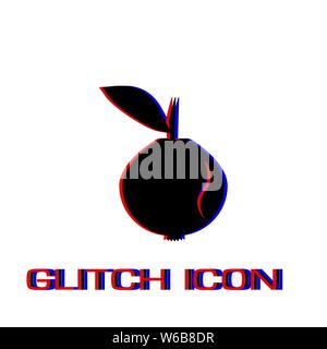 Garnet icon flat. Simple pictogram - Glitch effect. Vector illustration symbol Stock Vector