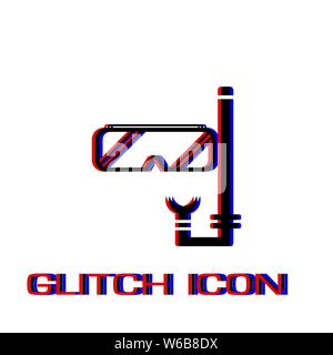 Diver icon flat. Simple pictogram - Glitch effect. Vector illustration symbol Stock Vector