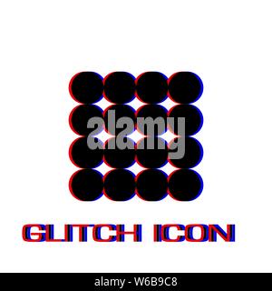 Magnetic balls icon flat. Simple pictogram - Glitch effect. Vector illustration symbol Stock Vector