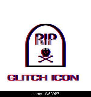 Grave icon flat. Simple pictogram - Glitch effect. Vector illustration symbol Stock Vector