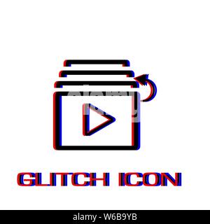 Playlist icon flat. Simple pictogram - Glitch effect. Vector illustration symbol Stock Vector