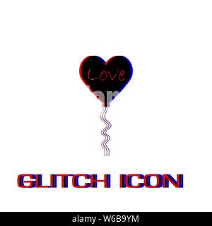 Layer love icon flat. Simple pictogram - Glitch effect. Vector illustration symbol Stock Vector