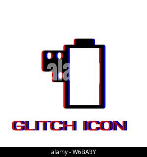Camera roll icon flat. Simple pictogram - Glitch effect. Vector illustration symbol Stock Vector
