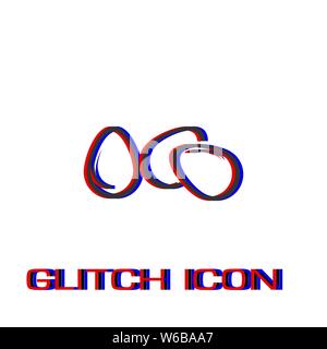 Egg icon flat. Simple pictogram - Glitch effect. Vector illustration symbol Stock Vector