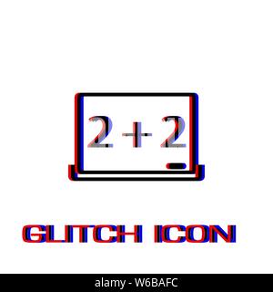 Whiteboard icon flat. Simple pictogram - Glitch effect. Vector illustration symbol Stock Vector