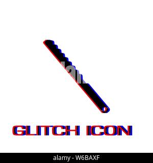 Bread knife icon flat. Simple pictogram - Glitch effect. Vector illustration symbol Stock Vector