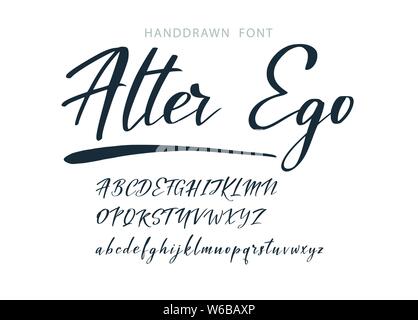 Calligraphic alphabet. Vector handdrawn letters. Typography alphabet for your designs: logo, typeface, web banner, card, wedding invitation. Stock Vector