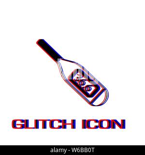 Thermometer icon flat. Simple pictogram - Glitch effect. Vector illustration symbol Stock Vector