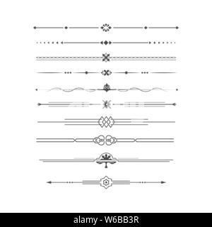 Set of calligraphical elements of design and execution of the page. Allocation of the text in vintage style. Typographical dividers, jewelry for books Stock Vector