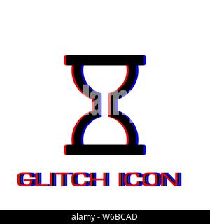 Hourglass icon flat. Simple pictogram - Glitch effect. Vector illustration symbol Stock Vector