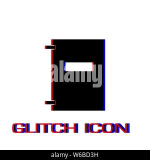 Notebook icon flat. Simple pictogram - Glitch effect. Vector illustration symbol Stock Vector