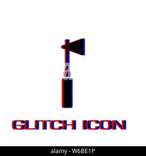 Tomahawk icon flat. Simple pictogram - Glitch effect. Vector illustration symbol Stock Vector