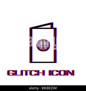 Passport icon flat. Simple pictogram - Glitch effect. Vector illustration symbol Stock Vector