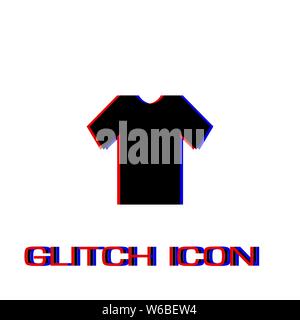 Tshirt icon flat. Simple pictogram - Glitch effect. Vector illustration symbol Stock Vector