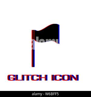 Flag icon flat. Simple pictogram - Glitch effect. Vector illustration symbol Stock Vector