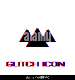 Pyramid icon flat. Simple pictogram - Glitch effect. Vector illustration symbol Stock Vector