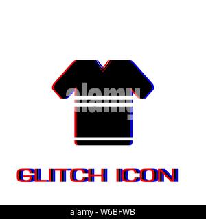 T shirt icon flat. Simple pictogram - Glitch effect. Vector illustration symbol Stock Vector