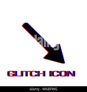 Arrow icon flat. Simple pictogram - Glitch effect. Vector illustration symbol Stock Vector