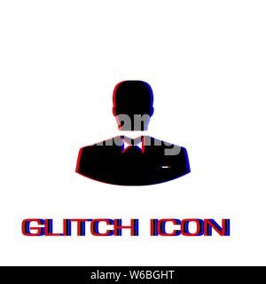 User Person icon flat. Simple pictogram - Glitch effect. Vector illustration symbol Stock Vector