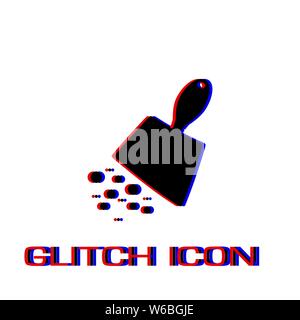 Scoop with garbage icon flat. Simple pictogram - Glitch effect. Vector illustration symbol Stock Vector